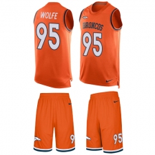 Men's Nike Denver Broncos #95 Derek Wolfe Limited Orange Tank Top Suit NFL Jersey