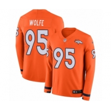 Youth Nike Denver Broncos #95 Derek Wolfe Limited Orange Therma Long Sleeve NFL Jersey