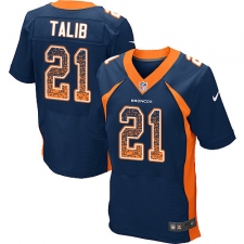 Men's Nike Denver Broncos #21 Aqib Talib Elite Navy Blue Alternate Drift Fashion NFL Jersey