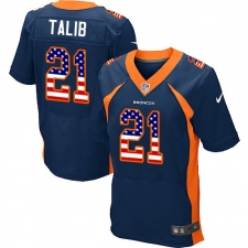 Men's Nike Denver Broncos #21 Aqib Talib Elite Navy Blue Alternate USA Flag Fashion NFL Jersey