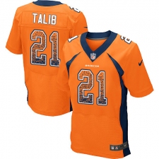 Men's Nike Denver Broncos #21 Aqib Talib Elite Orange Home Drift Fashion NFL Jersey