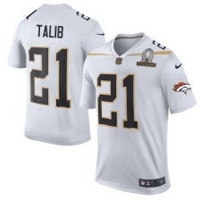 Men's Nike Denver Broncos #21 Aqib Talib Elite White Team Rice 2016 Pro Bowl NFL Jersey
