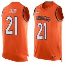 Men's Nike Denver Broncos #21 Aqib Talib Limited Orange Player Name & Number Tank Top NFL Jersey