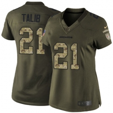 Women's Nike Denver Broncos #21 Aqib Talib Elite Green Salute to Service NFL Jersey