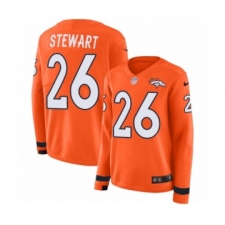 Women's Nike Denver Broncos #26 Darian Stewart Limited Orange Therma Long Sleeve NFL Jersey