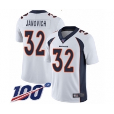 Men's Denver Broncos #32 Andy Janovich White Vapor Untouchable Limited Player 100th Season Football Jersey