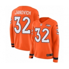 Women's Nike Denver Broncos #32 Andy Janovich Limited Orange Therma Long Sleeve NFL Jersey