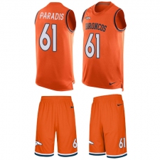 Men's Nike Denver Broncos #61 Matt Paradis Limited Orange Tank Top Suit NFL Jersey