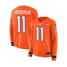 Women's Nike Denver Broncos #11 Carlos Henderson Limited Orange Therma Long Sleeve NFL Jersey