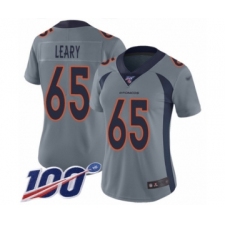 Women's Denver Broncos #65 Ronald Leary Limited Silver Inverted Legend 100th Season Football Jersey