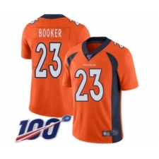 Men's Denver Broncos #23 Devontae Booker Orange Team Color Vapor Untouchable Limited Player 100th Season Football Jersey