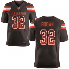 Men's Nike Cleveland Browns #32 Jim Brown Elite Brown Home Drift Fashion NFL Jersey
