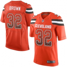 Men's Nike Cleveland Browns #32 Jim Brown Elite Orange Alternate Drift Fashion NFL Jersey