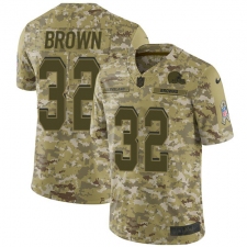 Men's Nike Cleveland Browns #32 Jim Brown Limited Camo 2018 Salute to Service NFL Jersey