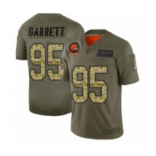 Men's Cleveland Browns #95 Myles Garrett Limited Olive Camo 2019 Salute to Service Football Jersey
