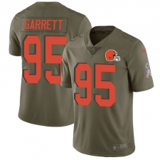 Youth Nike Cleveland Browns #95 Myles Garrett Limited Olive 2017 Salute to Service NFL Jersey
