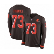 Men's Nike Cleveland Browns #73 Joe Thomas Limited Brown Therma Long Sleeve NFL Jersey