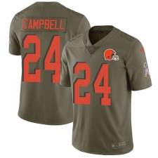 Youth Nike Cleveland Browns #24 Ibraheim Campbell Limited Olive 2017 Salute to Service NFL Jersey