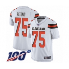 Men's Cleveland Browns #75 Joel Bitonio White Vapor Untouchable Limited Player 100th Season Football Jersey