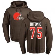 NFL Nike Cleveland Browns #75 Joel Bitonio Brown Name & Number Logo Pullover Hoodie