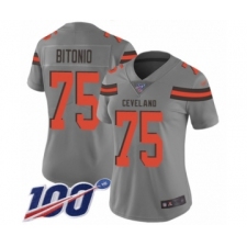 Women's Cleveland Browns #75 Joel Bitonio Limited Gray Inverted Legend 100th Season Football Jersey