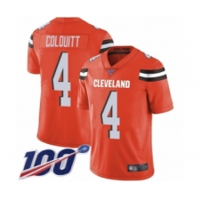 Men's Cleveland Browns #4 Britton Colquitt Orange Alternate Vapor Untouchable Limited Player 100th Season Football Jersey