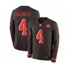 Men's Nike Cleveland Browns #4 Britton Colquitt Limited Brown Therma Long Sleeve NFL Jersey