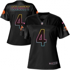 Women's Nike Cleveland Browns #4 Britton Colquitt Game Black Fashion NFL Jersey
