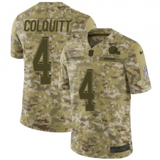 Youth Nike Cleveland Browns #4 Britton Colquitt Limited Camo 2018 Salute to Service NFL Jersey