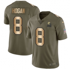 Youth Nike Cleveland Browns #8 Kevin Hogan Limited Olive/Gold 2017 Salute to Service NFL Jersey