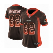 Women's Nike Cleveland Browns #82 Ozzie Newsome Limited Brown Rush Drift Fashion NFL Jersey