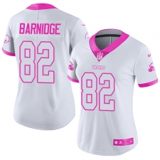 Women's Nike Cleveland Browns #82 Ozzie Newsome Limited White/Pink Rush Fashion NFL Jersey