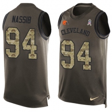 Men's Nike Cleveland Browns #94 Carl Nassib Limited Green Salute to Service Tank Top NFL Jersey