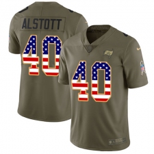Men's Nike Tampa Bay Buccaneers #40 Mike Alstott Limited Olive/USA Flag 2017 Salute to Service NFL Jersey
