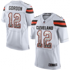 Men's Nike Cleveland Browns #12 Josh Gordon Elite White Road Drift Fashion NFL Jersey