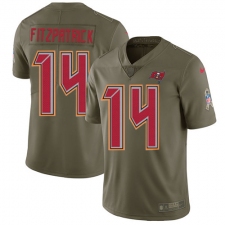 Men's Nike Tampa Bay Buccaneers #14 Ryan Fitzpatrick Limited Olive 2017 Salute to Service NFL Jersey