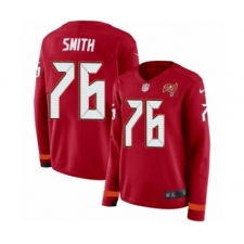 Women's Nike Tampa Bay Buccaneers #76 Donovan Smith Limited Red Therma Long Sleeve NFL Jersey