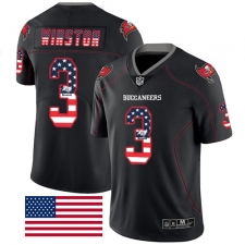 Men's Nike Tampa Bay Buccaneers #3 Jameis Winston Limited Black Rush USA Flag NFL Jersey