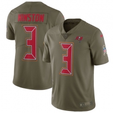Youth Nike Tampa Bay Buccaneers #3 Jameis Winston Limited Olive 2017 Salute to Service NFL Jersey