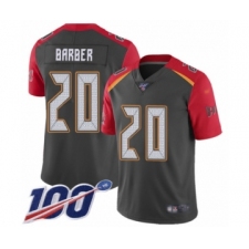 Men's Tampa Bay Buccaneers #20 Ronde Barber Limited Gray Inverted Legend 100th Season Football Jersey