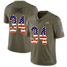 Men's Nike Tampa Bay Buccaneers #34 Charles Sims Limited Olive/USA Flag 2017 Salute to Service NFL Jersey