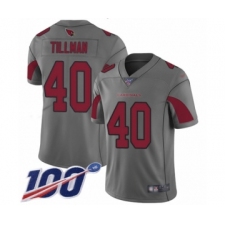 Men's Arizona Cardinals #40 Pat Tillman Limited Silver Inverted Legend 100th Season Football Jersey