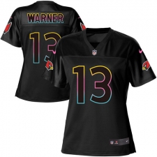 Women's Nike Arizona Cardinals #13 Kurt Warner Game Black Fashion NFL Jersey