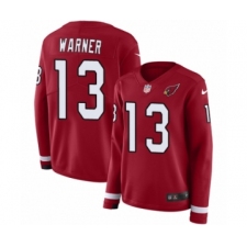 Women's Nike Arizona Cardinals #13 Kurt Warner Limited Red Therma Long Sleeve NFL Jersey