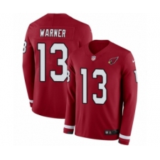 Youth Nike Arizona Cardinals #13 Kurt Warner Limited Red Therma Long Sleeve NFL Jersey