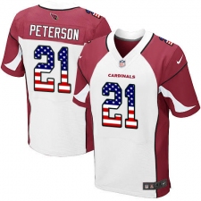 Men's Nike Arizona Cardinals #21 Patrick Peterson Elite White Road USA Flag Fashion NFL Jersey