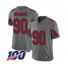 Men's Arizona Cardinals #90 Robert Nkemdiche Limited Silver Inverted Legend 100th Season Football Jersey