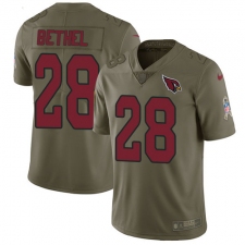 Youth Nike Arizona Cardinals #28 Justin Bethel Limited Olive 2017 Salute to Service NFL Jersey