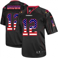 Men's Nike Arizona Cardinals #12 John Brown Elite Black USA Flag Fashion NFL Jersey