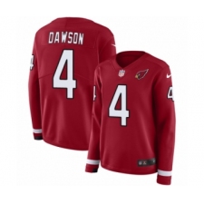 Women's Nike Arizona Cardinals #4 Phil Dawson Limited Red Therma Long Sleeve NFL Jersey